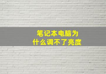 笔记本电脑为什么调不了亮度