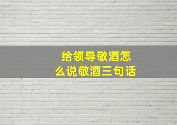 给领导敬酒怎么说敬酒三句话