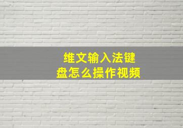 维文输入法键盘怎么操作视频