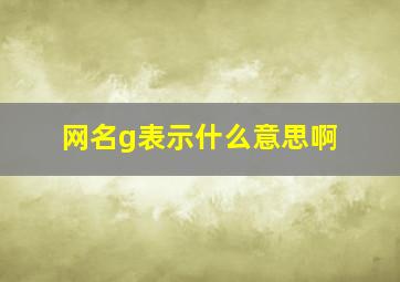 网名g表示什么意思啊