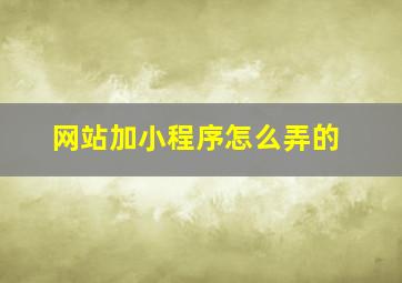 网站加小程序怎么弄的