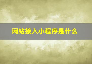 网站接入小程序是什么