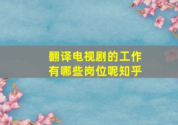 翻译电视剧的工作有哪些岗位呢知乎