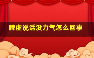 脾虚说话没力气怎么回事