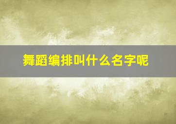 舞蹈编排叫什么名字呢