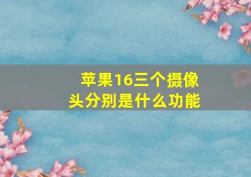 苹果16三个摄像头分别是什么功能