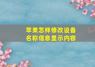 苹果怎样修改设备名称信息显示内容