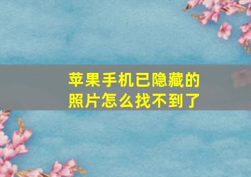 苹果手机已隐藏的照片怎么找不到了