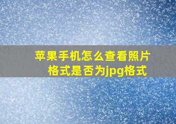 苹果手机怎么查看照片格式是否为jpg格式