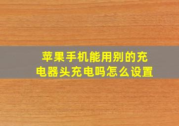 苹果手机能用别的充电器头充电吗怎么设置