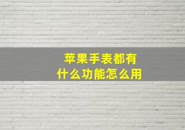 苹果手表都有什么功能怎么用