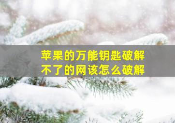 苹果的万能钥匙破解不了的网该怎么破解