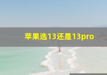 苹果选13还是13pro