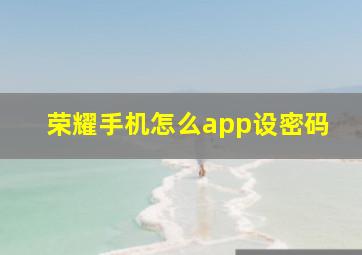 荣耀手机怎么app设密码