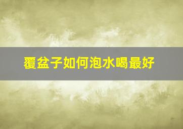 覆盆子如何泡水喝最好