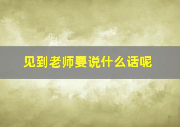 见到老师要说什么话呢