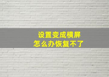 设置变成横屏怎么办恢复不了