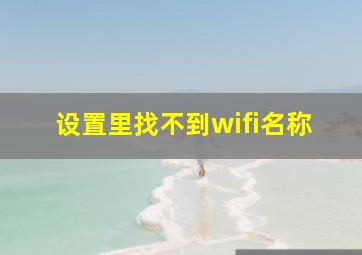 设置里找不到wifi名称