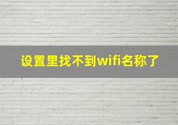 设置里找不到wifi名称了