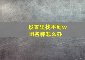 设置里找不到wifi名称怎么办