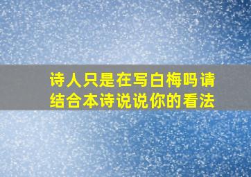 诗人只是在写白梅吗请结合本诗说说你的看法