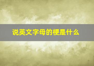 说英文字母的梗是什么