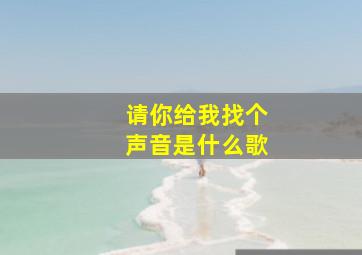 请你给我找个声音是什么歌