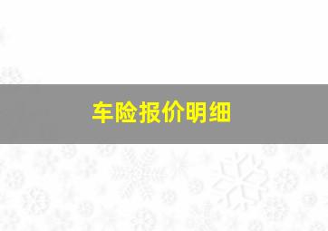 车险报价明细