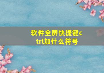 软件全屏快捷键ctrl加什么符号