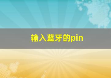 输入蓝牙的pin