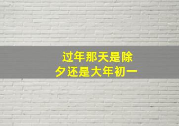 过年那天是除夕还是大年初一