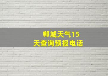 郸城天气15天查询预报电话