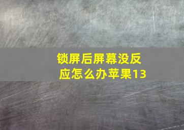 锁屏后屏幕没反应怎么办苹果13