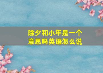 除夕和小年是一个意思吗英语怎么说