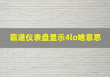 霸道仪表盘显示4lo啥意思