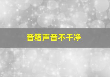 音箱声音不干净