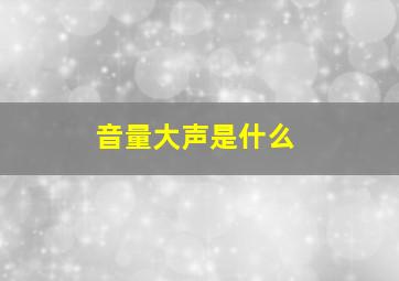 音量大声是什么