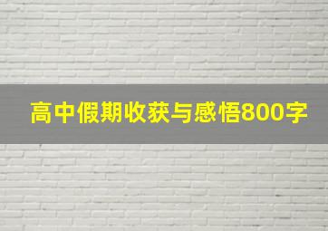 高中假期收获与感悟800字