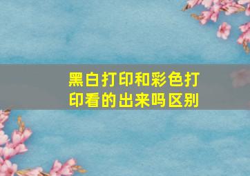 黑白打印和彩色打印看的出来吗区别